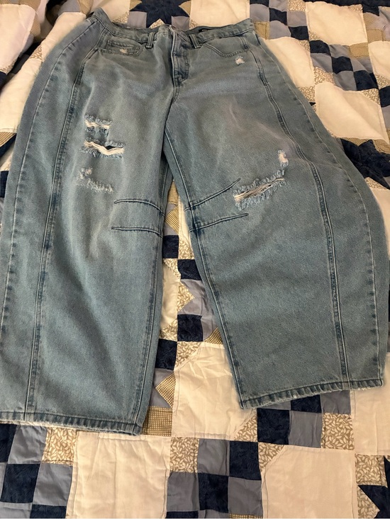 Scoop Denim - Barre Light Wash Distressed Wide Leg Jeans size 14